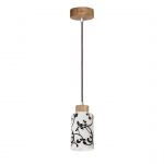 Ravio Lampe suspendue Bois de bouleau métal verre blanc-noir câble PVC