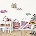 Ambiance Stickers muraux enfants - Décoration chambre bébé - Autocollant Sticker mural géant enfant montagnes scandinaves amika - 60x90cm