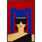 Kare Design Kare Tableau mural design Party Girl - Rouge/bleu - Encadr&eacute; - Rectangulaire - Impression d'image - Art abstrait - Design moderne - Pour chambre &agrave; coucher - 90 x 60 cm (H x l)