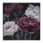 Atmosphera Toile Peinte D&eacute;co "Cadre Fleur" 58x58cm Noir