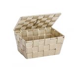 Wenko Panier avec couvercle, 19x14x10 cm, Salle de bain, Adria beige
