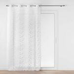 Douceur d'intérieur, Voilage à Œillets (140 x 240 cm) Edna Blanc, Voile Sablé Brodé Métallisé