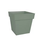 Pot de fleur carré en plastique EDA Toscane 39 x H 39 cm vert laurier