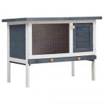 Clapier cage d'extérieur 1 niveau 90 x 45 x 65 cm bois gris 02_0000583