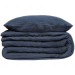 Atmosphera Parure de lit 2 Personnes en gaze de coton Bleu Gris 240 x 220 cm Housse de couette avec 2 taies - Bleu