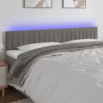 VidaXL T&ecirc;te de lit &agrave; LED Gris clair 160x5x78/88 cm Velours - Light grey