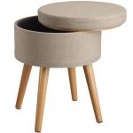 TecTake Tabouret 35,5 x 45,5 cm avec Coffre de Rangement 10,5 L et Table d'Appoint - beige