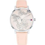 Tommy Hilfiger Montre 1781919 - Montre Cuir Rose Boitier Acier Cadran Floral Femme