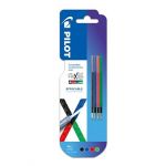 Pilot Recharge pour stylo 4 couleurs roller encre gel effaçable Ball - Pointe fine - Pochette de 4 coloris assortis