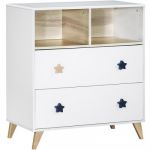 Sauthon Oslo boutons étoile - Commode 2 tiroirs et 2 niches