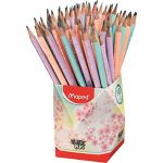 Maped Crayons Graphite HB #2 Black’Peps Pastel - Crayons à Papier en Bois Pastel avec Gomme - Forme Triangulaire Ergonomique - Multicolore - Pot de 72 Crayons Papier HB n°2
