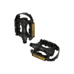 Pedale vtt acier optimiz argent noir corps resine d9 16   pr   cales pied adaptable