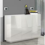 Dmora - Meuble d'entrée avec 3 portes et étagères internes, Made in Italy, Hall d'entrée moderne, Buffet pour atrium, 121x38h86 cm, couleur blanc