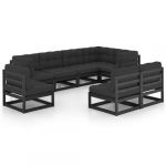 Salon de jardin 8 pcs avec coussins Bois de pin m if