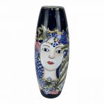 Vase Dkd Home Decor 14 x 14 x 39 cm Visage Porcelaine Bleu Multicouleur