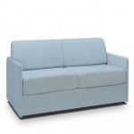 Italian Spirit Canapé lit rapido COLOSSE couchage 140 cm matelas épaisseur 22 cm à mémoire de forme velours bleu pastel