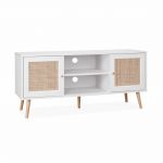 Alice's Garden Meuble tv en cannage 120x39x56.5cm blanc