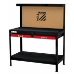 Holzmann Etabli d'atelier m&eacute;tallique avec 2 tiroirs et panneau perfor&eacute; - WT06