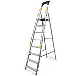 Escabeau en aluminium avec tablette et rampe de sécurité PRO - 8 marches - 3,6 m