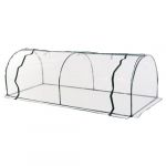 Outsunny Serre de jardin tunnel serre à tomates 2,5L x 1l x 0,8H m grande porte zippée bâche PVC transparent métal époxy vert 250x100x80cm