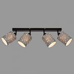 BRILONER - Projecteur, Plafonnier avec effet étoilé, Luminaire de plafond, Têtes de projecteur orientables et pivotantes, 4x E27, max. 25 Watts chacun, Gris-Noir, 650x130x155 mm (max. 259 mm) (LxlxH)