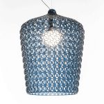 Kartell Suspension Kabuki / Ø 50 x H 63 cm - Plastique ajouré bleu transparent en matière plastique