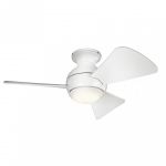 Boutica-design Elstead - Kichler Sola Ventilateur de plafond &agrave; 3 pales de 86 cm avec lumi&egrave;re LED, t&eacute;l&eacute;commande blanc mat