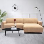 Canapé d'angle moderne Wallis Velours côtelé Beige