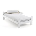Lit bébé en pin m if avec sommier barrière, Loan Blanc Taille 70x140 cm