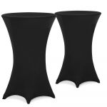 Housse de table haute, set de 2, noir Ø60cm