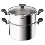 Tefal Couscoussier 24cm et panier vapeur, 4-5 personnes, Induction, panier vapeur petits trous, Couvercle en verre, 6,7L, Primary E3089504