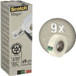 Scotch 9 rouleaux adh&eacute;sifs Magic Ecologique invisible (19 mm x 33 m)