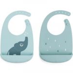Done by Deer Lot de 2 bavoirs en silicone Elphee Bleu