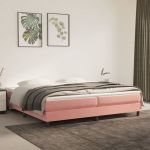 VidaXL 3120795 Sommier à ressorts de lit Rose 200x200 cm Velours