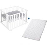 Roba Parc B&eacute;b&eacute; carr&eacute; " Style" + tapis gris + matelas de parc Blanc