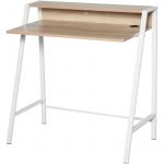 Homcom Bureau Secrétaire modele néo-rétro avec étagère - Blanc et beige