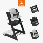 Chaise Haute Tripp Trapp avec Baby Set et Coussin Classic - Noir et Nordic Grey