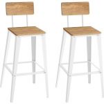Tabourets de bar industriel lot de 2 en acier blanc nuage