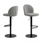 DRAWER Tabouret de bar en tissu et métal H55-80cm gris