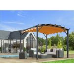 Foresta Habrita - Pergola arche structure mixte aluminium/acier gris anthracite 11,22 m2 toiture rouille 140 gr/m2 - PER3433GR