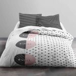Today Parure de couette Enjoy POP SMILE 100% coton - 240 x 260 cm - Blanc et gris