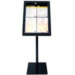 Securit Porte menu restaurant design noir éclairage LED 4 x A4 sur pied