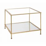 Haku Möbel Table d'Appoint Carrée en Verre "Alizée" 60cm Or