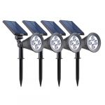 Lot de 4 spots solaires projecteurs 4x SPIKY W34 Noir Plastique 100LM