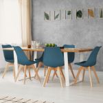 Idmarket Lot de 6 chaises SARA bleu canard pour salle &agrave; manger