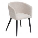 Atmosphera Fauteuil De Diner En Velours Marlo Beige