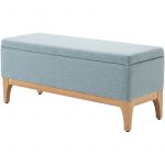 Homcom Banquette coffre de rangement 2 en 1 style scandinave dim. 110L x 39l x 45H cm tissu vert d'eau 110x39x45cm Vert
