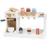Mamabrum Glacier en Bois avec Machine à café pour Enfants à partir de 3 Ans, Barre de Jouets avec Accessoires, Jeu de rôle - Barista, Chef, Nourriture ludique - Glace