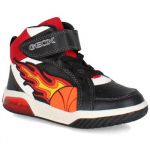 Geox J Inek Boy Basket, Noir/Rouge, 25 EU