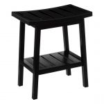 Tabouret avec rangement en bambou - noir